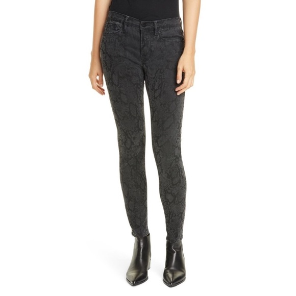 FRAME $220 Le Skinny Tonal Python Print Jeans - Picture 12 of 15